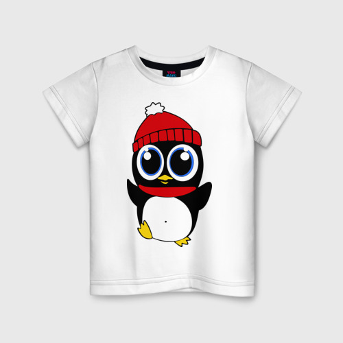 Детская футболка хлопок Пингвин, цвет белый