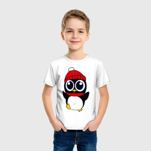Детская футболка хлопок Пингвин, цвет белый - фото 3