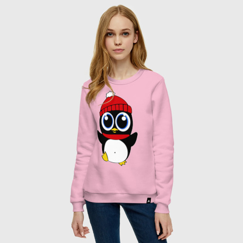Женский свитшот хлопок Пингвин, цвет светло-розовый - фото 3