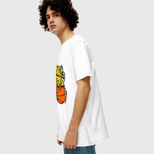 Мужская футболка хлопок Oversize Тигр с мячом - фото 5