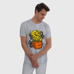 Мужская пижама хлопок Тигр с мячом - фото 2