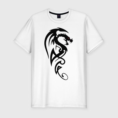 Мужская футболка хлопок Slim Дракон стильный трайбл, цвет белый