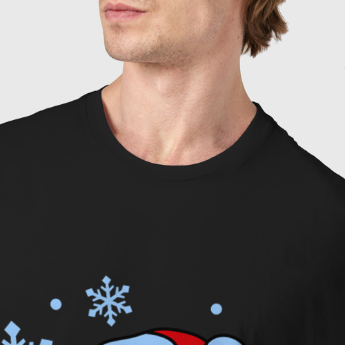 Мужская футболка хлопок Снеговичок, цвет черный - фото 6