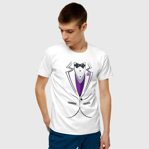 Мужская футболка хлопок Костюм жениха, цвет белый - фото 3