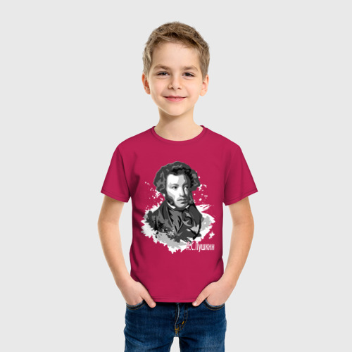Детская футболка хлопок Пушкин, цвет маджента - фото 3