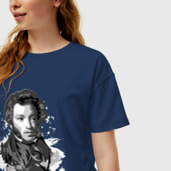 Женская футболка хлопок Oversize Пушкин - фото 2
