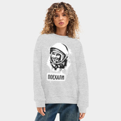 Женский свитшот oversize без начеса хлопок Гагарин: поехали - фото 2