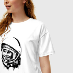 Женская футболка хлопок Oversize Гагарин: поехали - фото 2