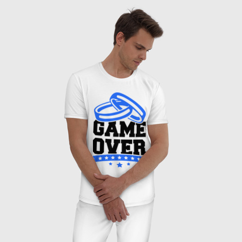 Мужская пижама хлопок Game over Свадьба, цвет белый - фото 3