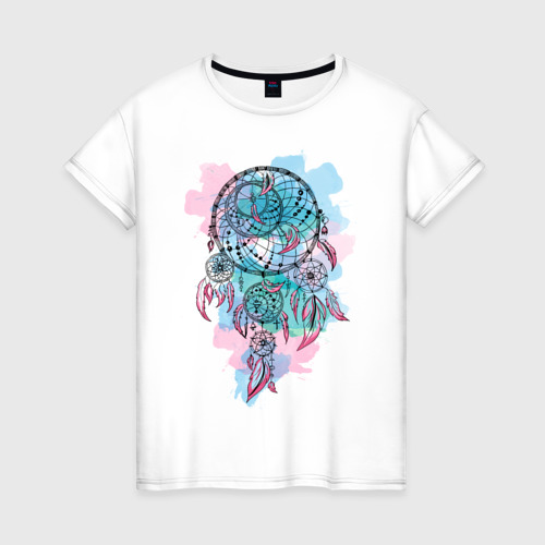 Женская футболка хлопок с принтом Ловец снов, вид спереди #2