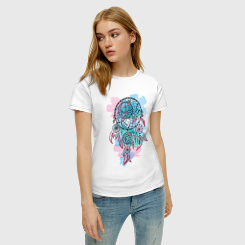 Женская футболка хлопок с принтом Ловец снов, фото на моделе #1