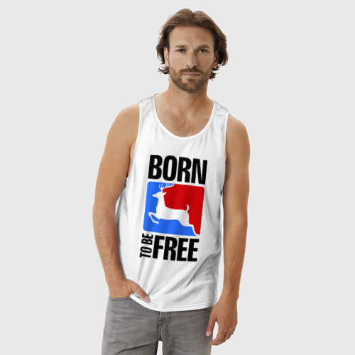 Мужская майка хлопок Born to be free, цвет белый - фото 3