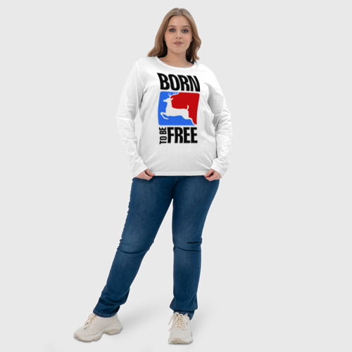 Женский лонгслив хлопок Born to be free, цвет белый - фото 6