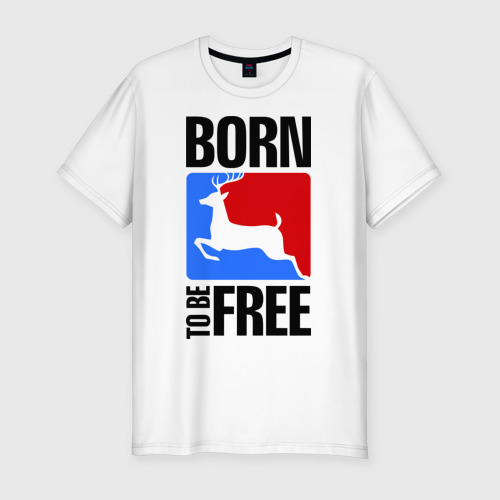 Мужская футболка хлопок Slim Born to be free, цвет белый