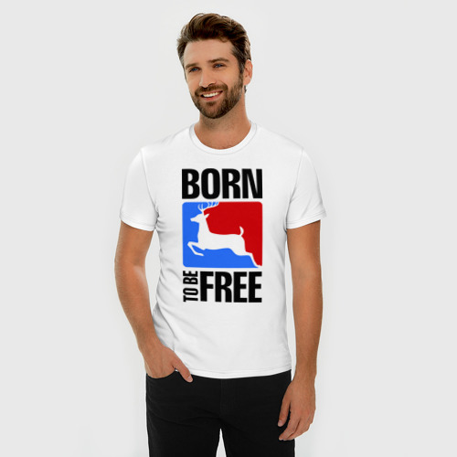 Мужская футболка хлопок Slim Born to be free, цвет белый - фото 3