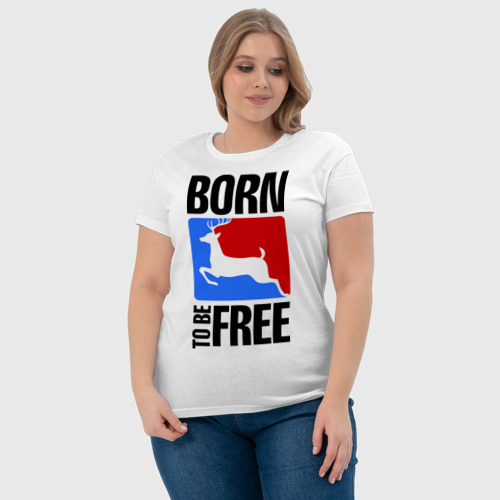 Женская футболка хлопок Born to be free, цвет белый - фото 6