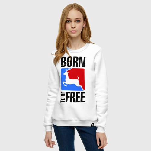 Женский свитшот хлопок Born to be free, цвет белый - фото 3