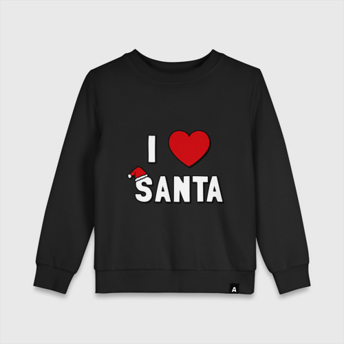 Детский свитшот хлопок I love santa, цвет черный