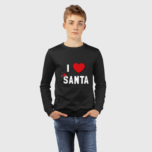 Детский свитшот хлопок I love santa, цвет черный - фото 7