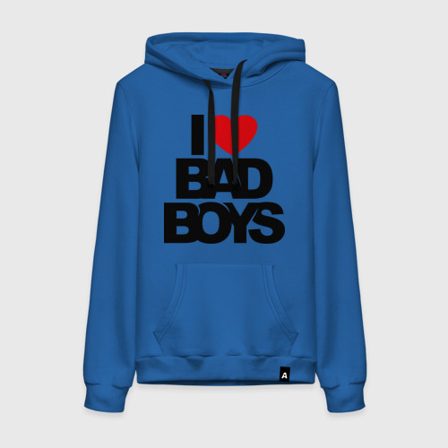 Женская толстовка хлопок I love bad boy, цвет синий