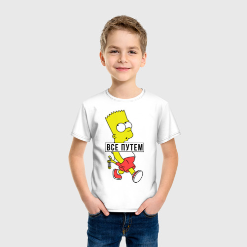 Детская футболка хлопок Барт Симпсон Все путем, цвет белый - фото 3