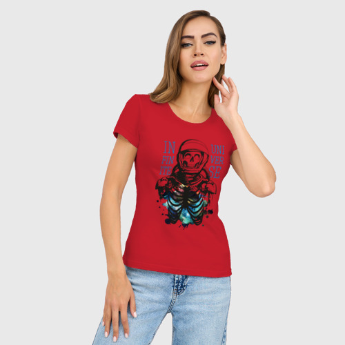 Женская футболка хлопок Slim Бесконечный космос, цвет красный - фото 3
