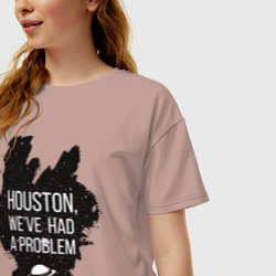 Женская футболка хлопок Oversize Хьюстон, у нас проблемы - фото 2