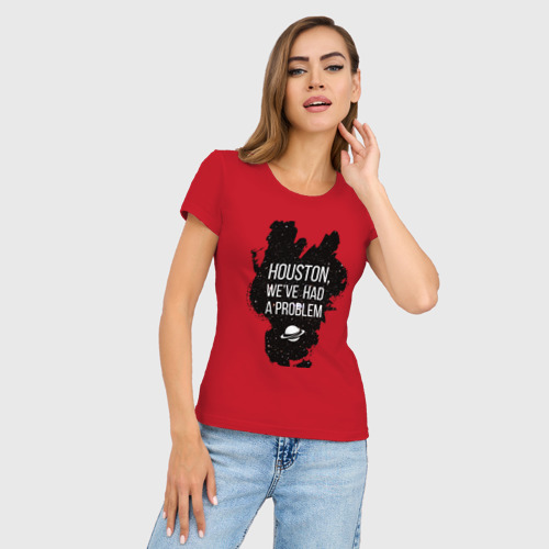 Женская футболка хлопок Slim Хьюстон, у нас проблемы, цвет красный - фото 3