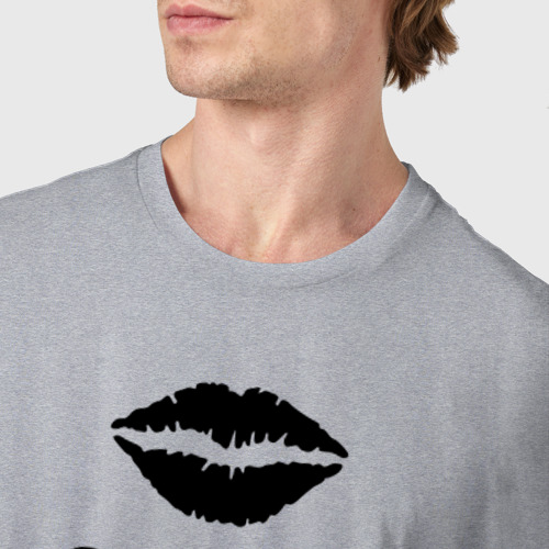 Мужская футболка хлопок Kiss me, цвет меланж - фото 6