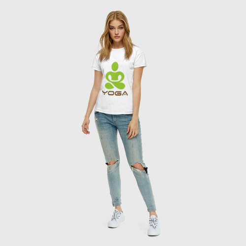 Женская футболка хлопок Йога - это здоровье, цвет белый - фото 5