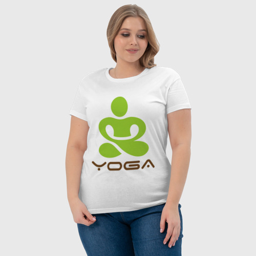 Женская футболка хлопок Йога - это здоровье, цвет белый - фото 6