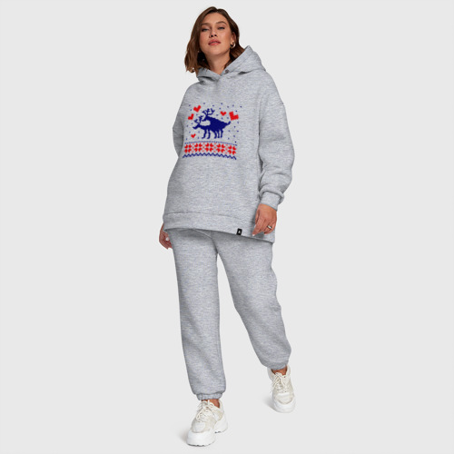 Женский костюм хлопок Oversize Любовь оленей, цвет меланж - фото 6