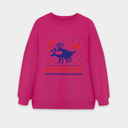 Женский свитшот oversize без начеса хлопок Любовь оленей