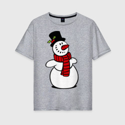 Женская футболка хлопок Oversize Весёлый снеговик