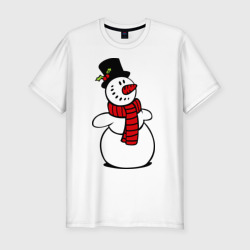 Весёлый снеговик – Футболка приталенная из хлопка с принтом купить