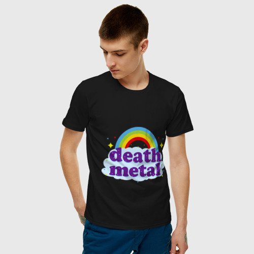 Мужская футболка хлопок Rainbow death metal, цвет черный - фото 3