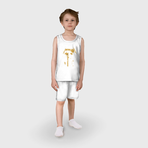 Детская пижама с шортами хлопок Металлика, цвет белый - фото 3