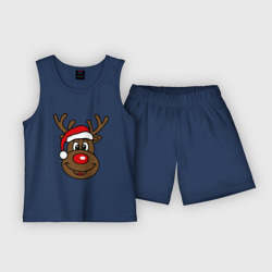Детская пижама с шортами хлопок Рождественский олень
