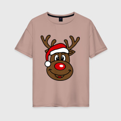 Женская футболка хлопок Oversize Рождественский олень