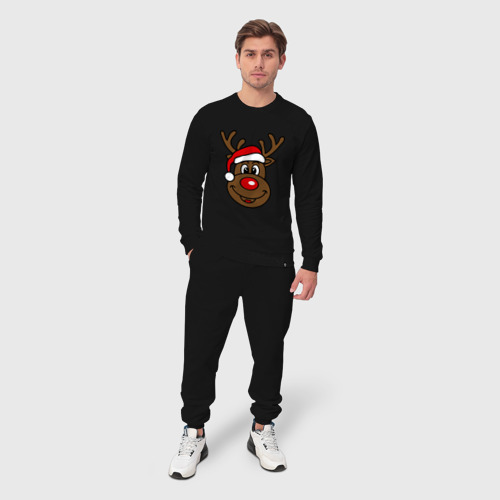 Мужской костюм хлопок Рождественский олень, цвет черный - фото 3