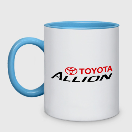 Кружка двухцветная Toyota Allion, цвет белый + небесно-голубой
