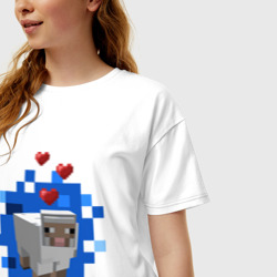 Женская футболка хлопок Oversize Minecraft sheep - фото 2