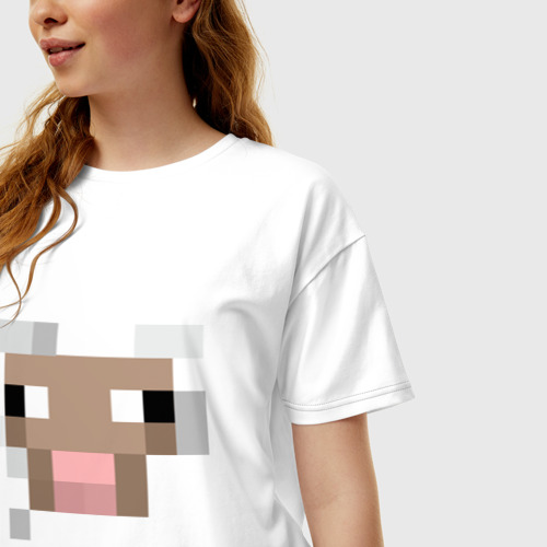 Женская футболка хлопок Oversize Майнкрафт, цвет белый - фото 3