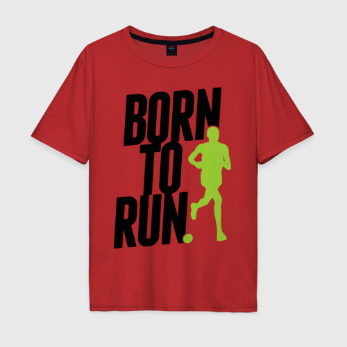 Мужская футболка хлопок Oversize Рожден для бега, цвет красный