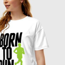 Женская футболка хлопок Oversize Рожден для бега - фото 2