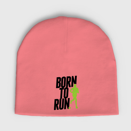 Мужская шапка демисезонная с принтом Рожден для бега, вид спереди №1