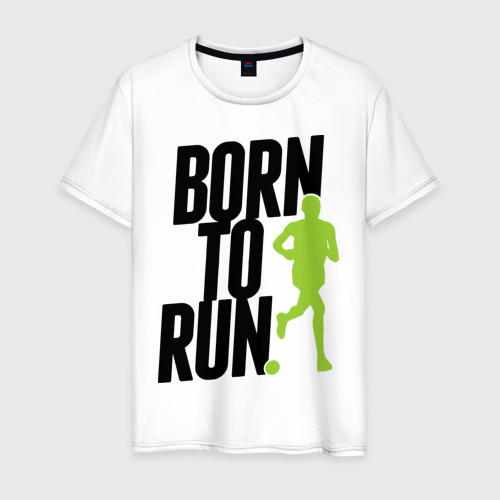 Мужская футболка хлопок Рожден для бега, цвет белый
