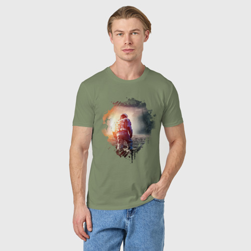 Мужская футболка хлопок с принтом Interstellar, фото на моделе #1