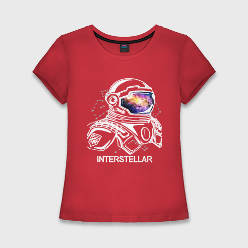 Женская футболка хлопок Slim Космонавт, цвет красный