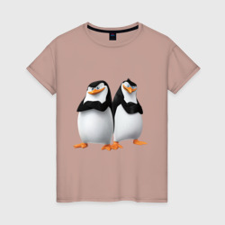 Женская футболка хлопок Пингвины Мадагаскара